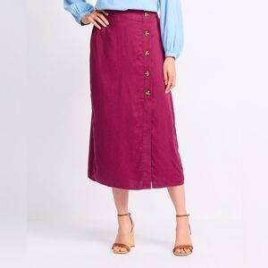 Market & Spruce Berry Button-Front Midi Skirt